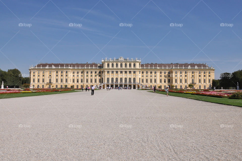 View from garden of Schonbrunn Palace in Vienna, Austria