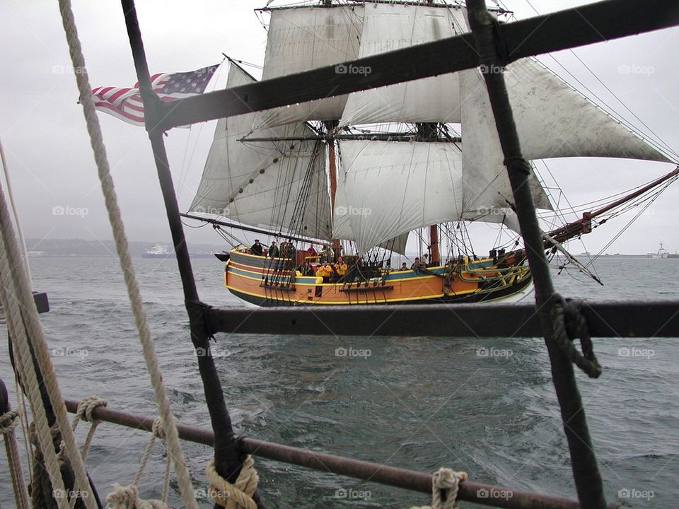 Tall ship under sail