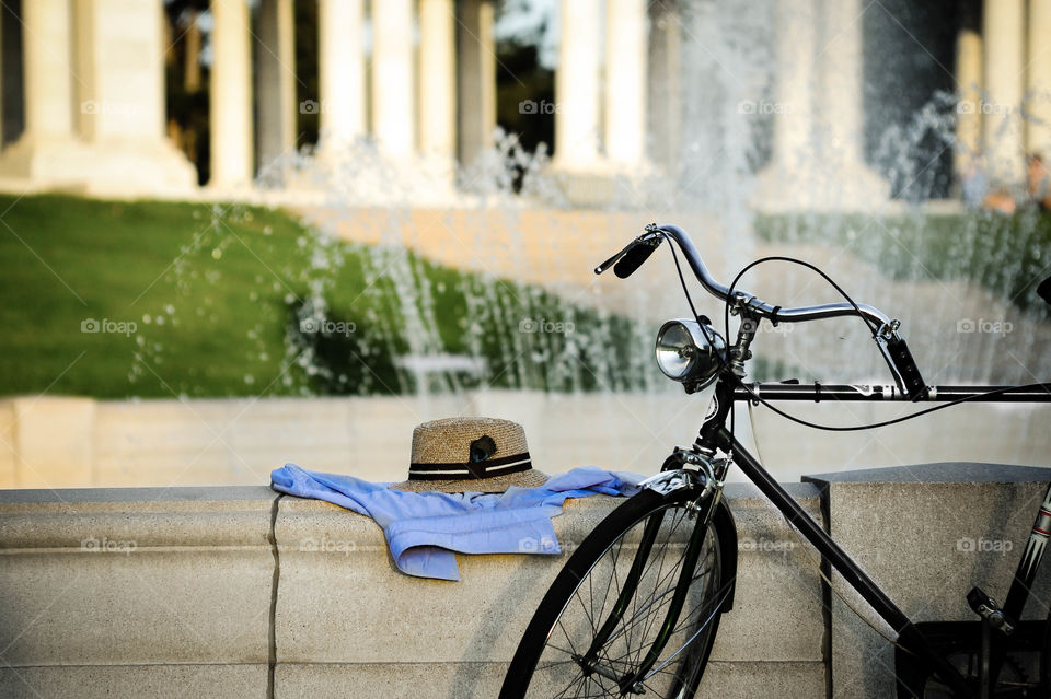 Bicycle and Fountain. Photographed in Cheesman Park, Denver