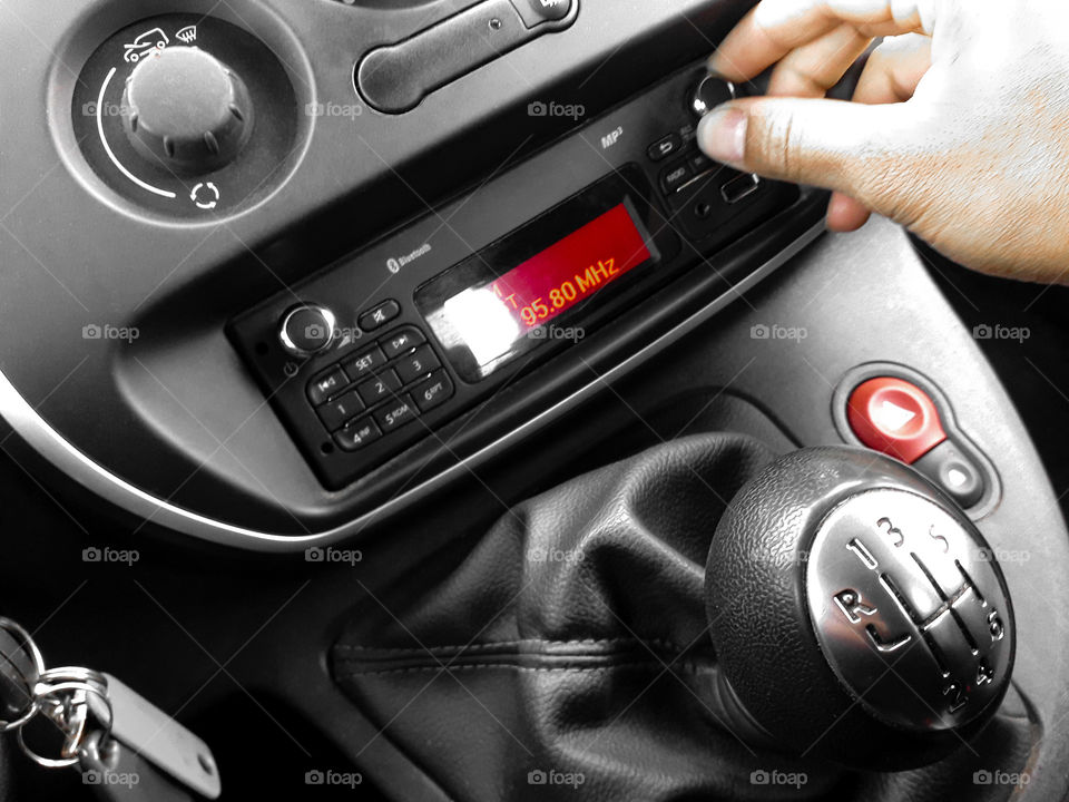 dashboard car radio hand gear shift adjust modern key driver