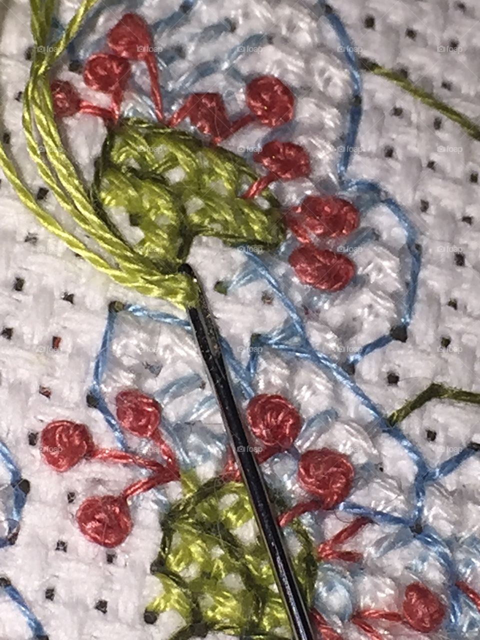 Extreme cross stitch close up 