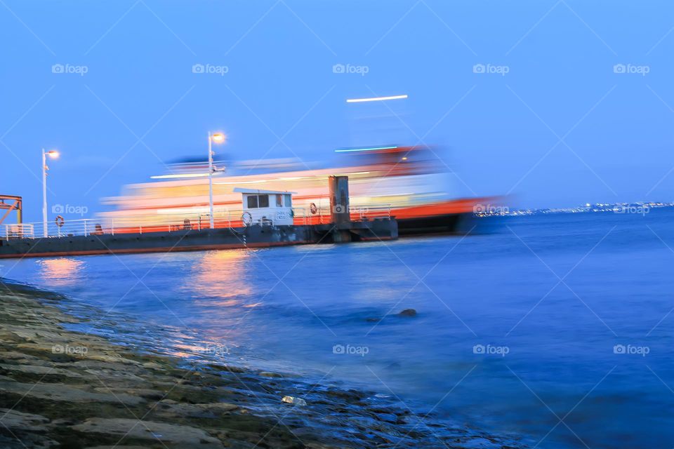 Boat in motion in a river