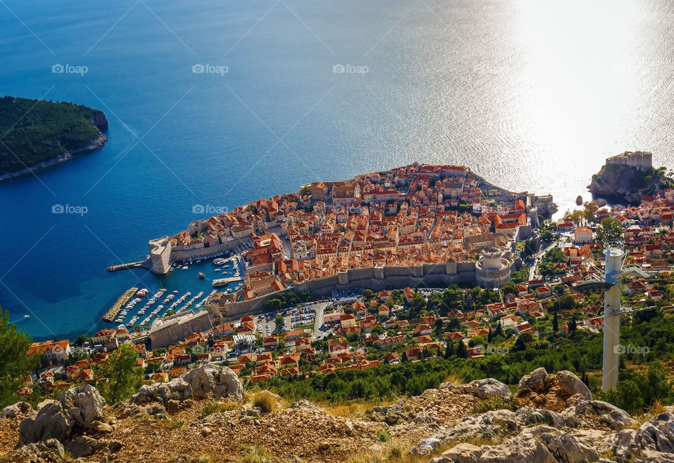 Bird view of old town Dubrovnik
