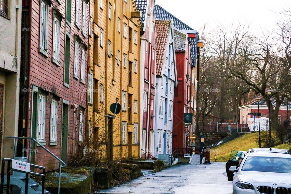 Colorful city. Colorful wooden houses