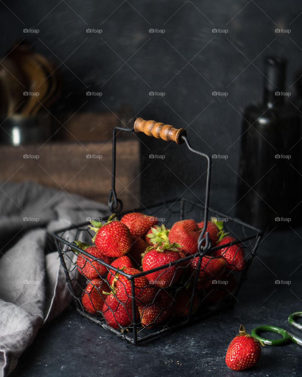 Basket with strawberries