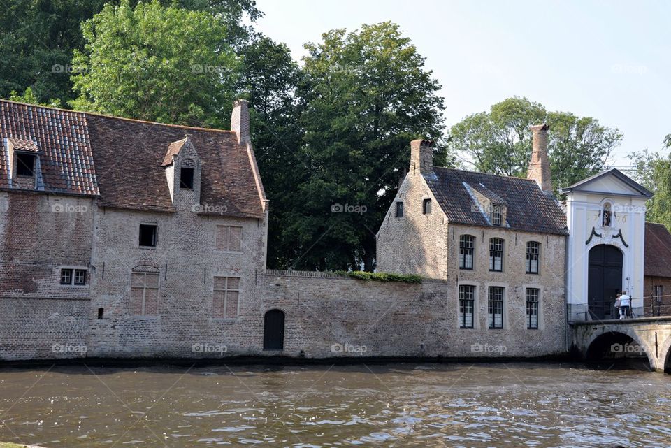 A canal with houses in Bruges