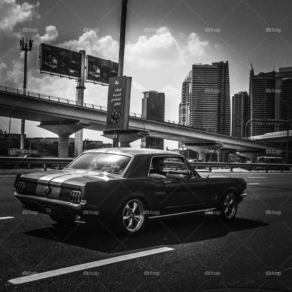 Rolling. Mustang cruising the highway 