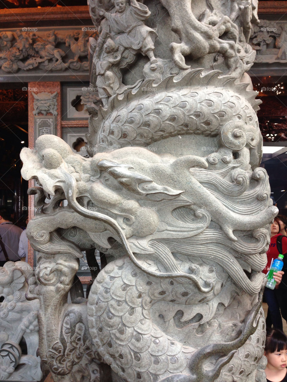 A pillar at a Chinese temple in Jhonghe Taipei Taiwan