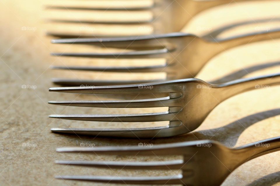 Lined up forks