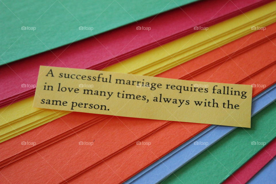 Marriage quote and colorful construction paper