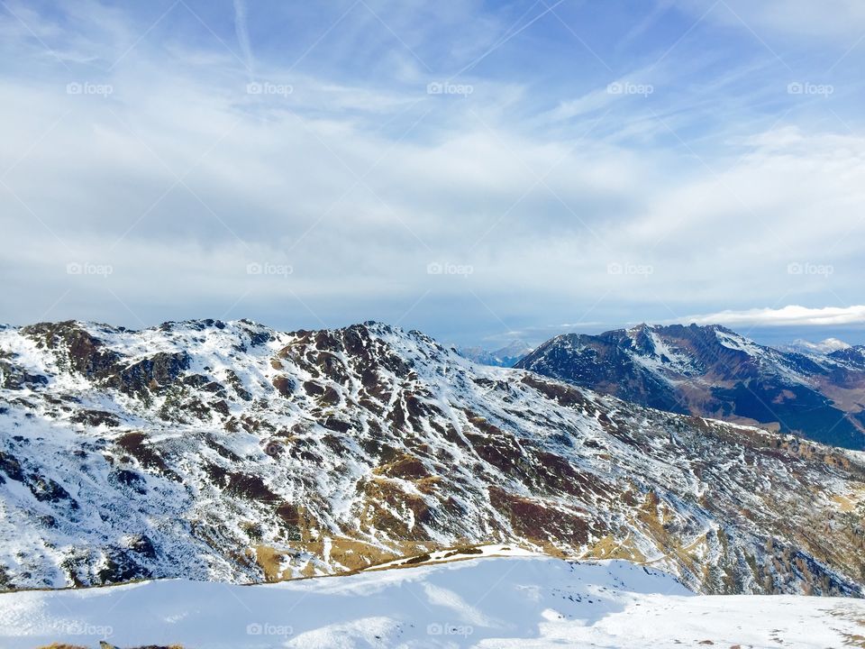 Scenic view of mountain in winter