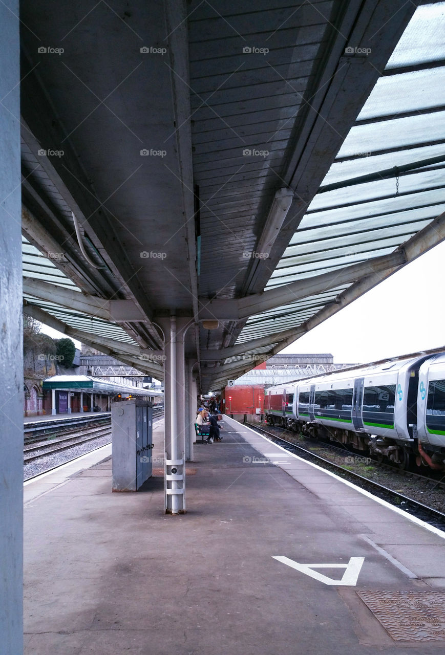 A platform on a train station, Shrewsbury, Shropshire, England, UK