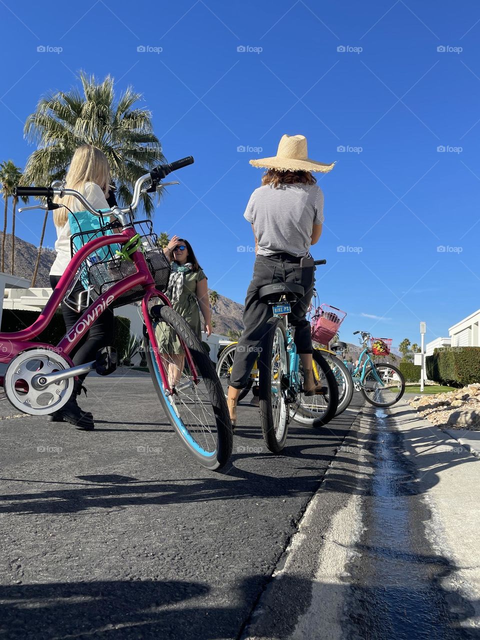 Girls riding bikes in Palm Springs 