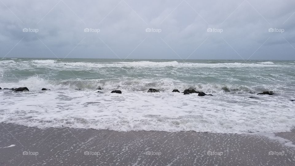 Stormy shoreline