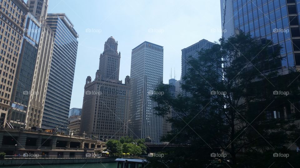 buildings by the chicago river walk