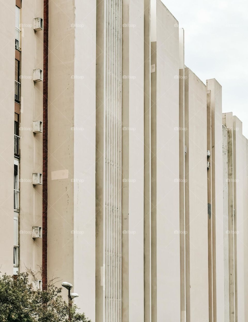 Minimalist vertical lines of concrete residential building in Split, Croatia