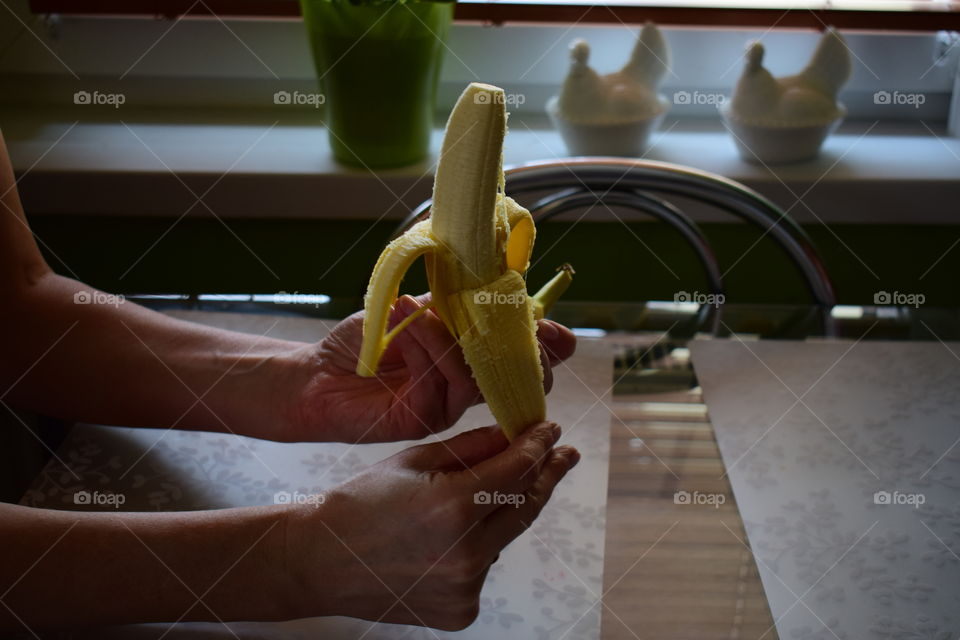 banana , food , healthy , hand