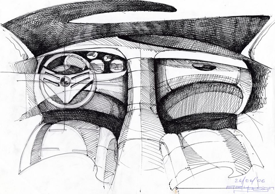 sketch of interior design car