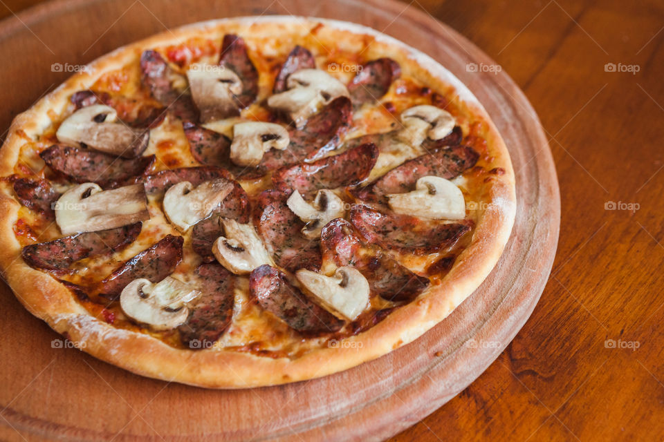 pizza with mushrooms