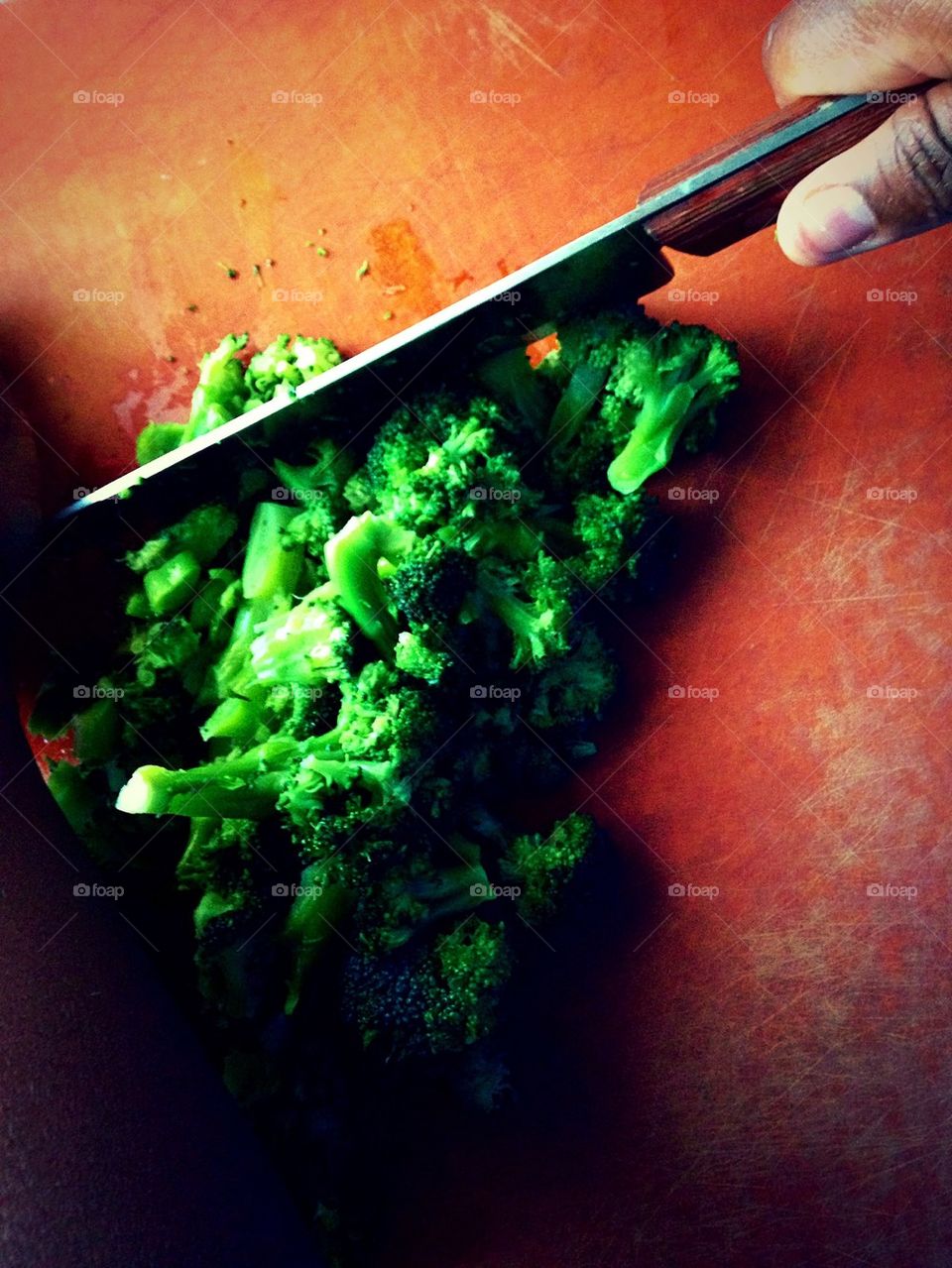 Broccoli on Cutting Board 