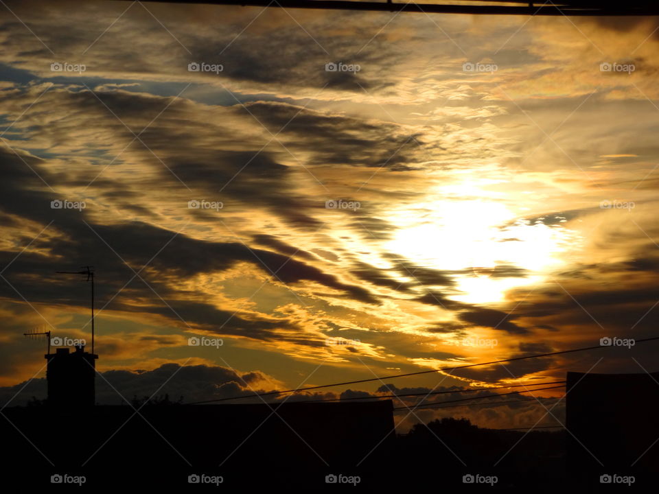 Golden hour after rain. golden sky in my neighborhood after a day of rain