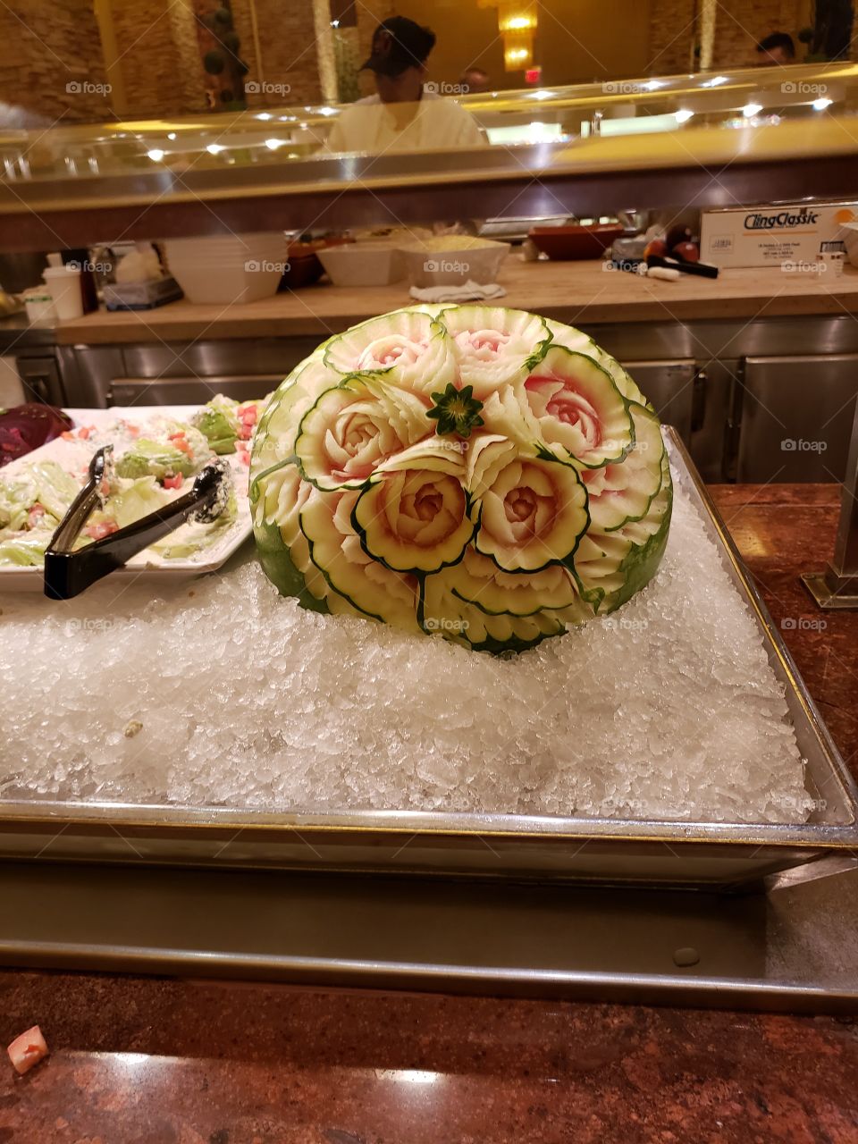 Beautiful carved Watermelon created by Chef/Dining Staff at Red Rock Casino & Resort in Las Vegas Nevada USA