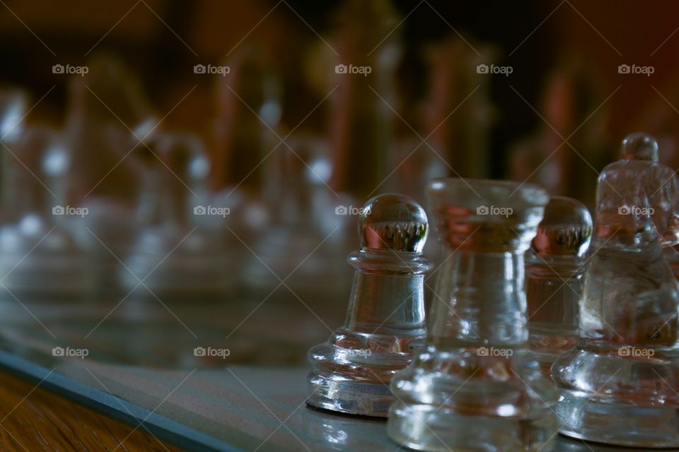 Chess game made out of glass