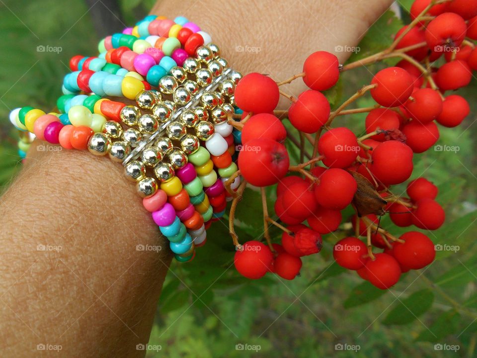 beads on a hand