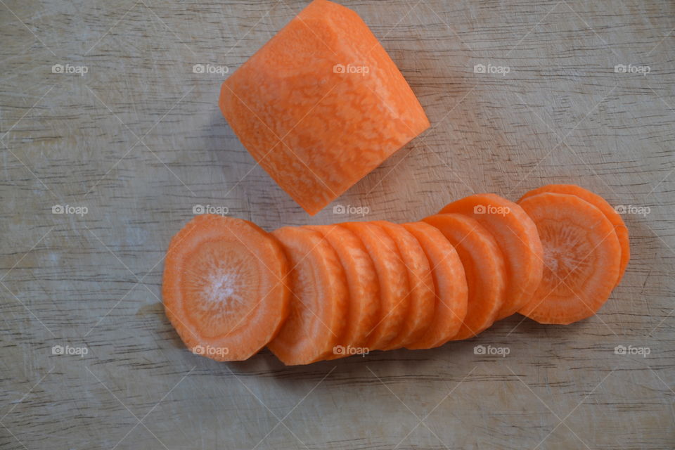 Carrot slice on table