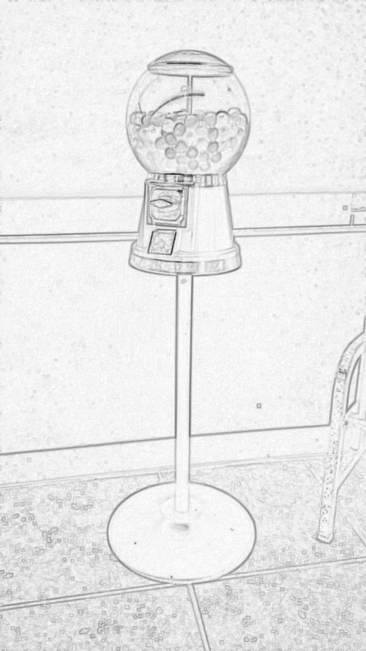 cartoon candy machine. at the laundry mat playing with cartoon filters