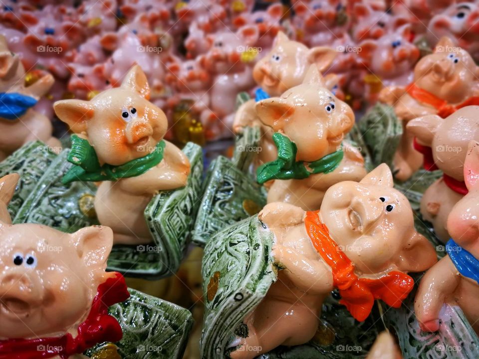 Christmas piggy pig holiday toys snow magic fairy tale