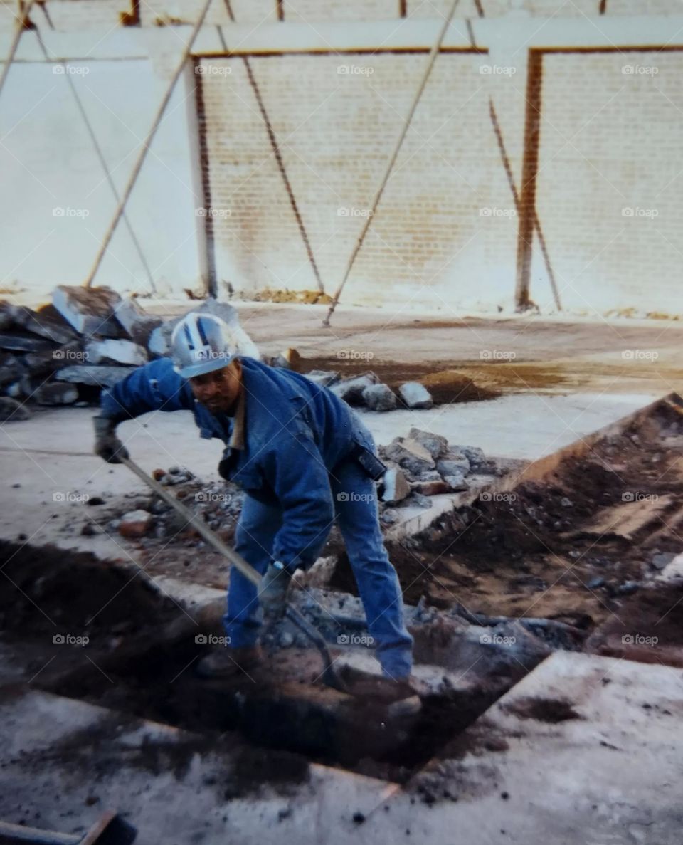 Hard at work, working on a construction site in downtown Sacramento California
