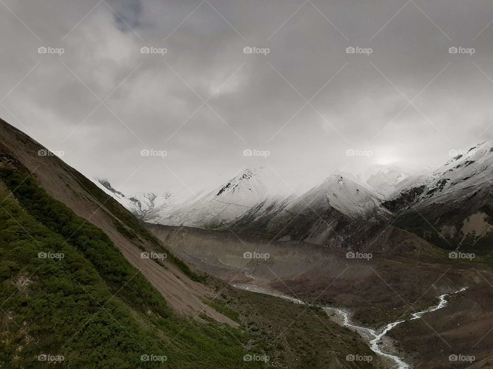 Beautiful view from on the way to Tilicho Lake in Manang, Nepal