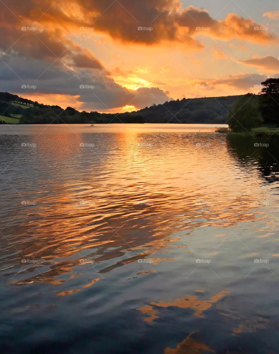 sunset on the lake