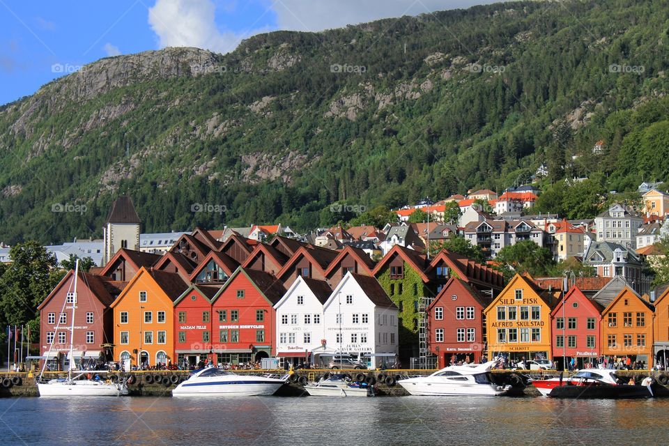 Bryggen in Bergen. Bergen is the most beautiful city in Norway because of its colours and architecture.