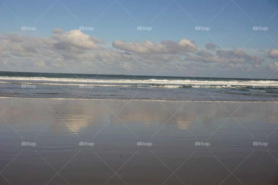 Beach#ocean#reflect#sky#clouds#nature