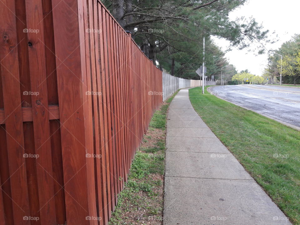 Fences, wood, sidewalks