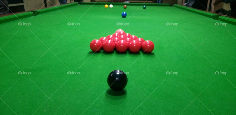 red red. balls on snooker table