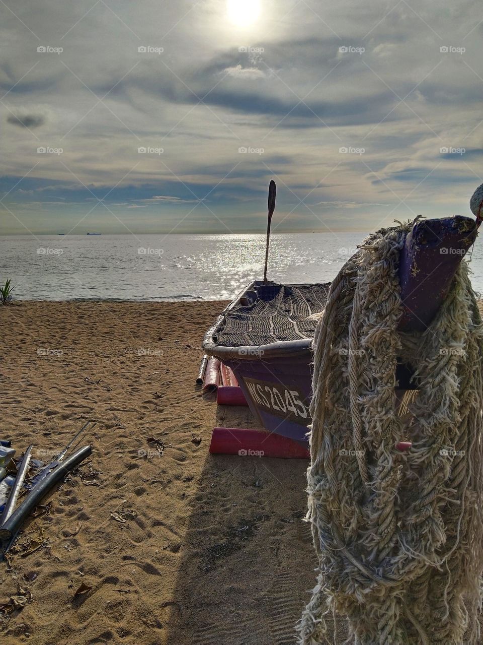 The boat by the seaside .