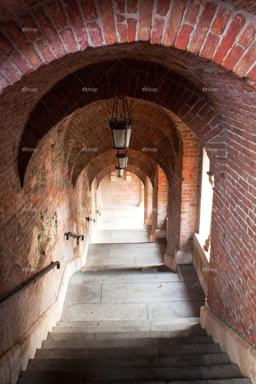 View of brick arch and staircase