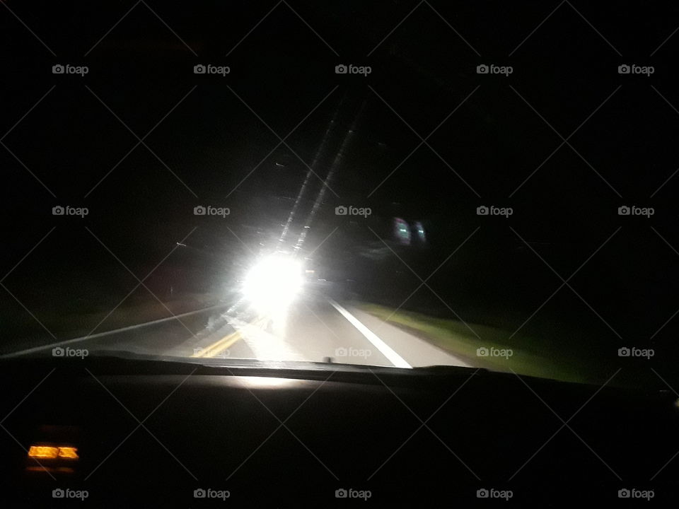 headlights at night...