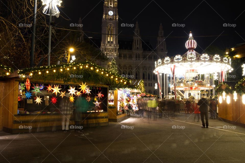 carousel stopped at the Christmas markets