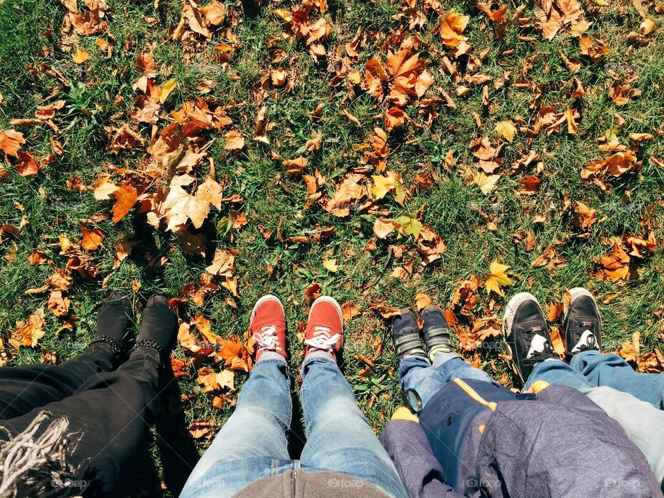 Family in autumn park. Family in autumn park, personal perspective, point of view
