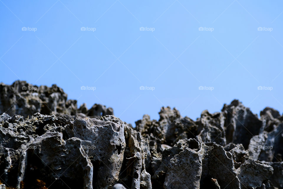 The rock on the beach in Anyer, Serang Baten, Indonesia.