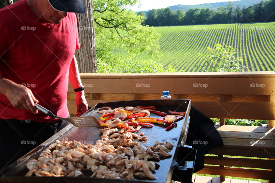 Summertime means grilling fresh peppers and chicken on outdoor grill