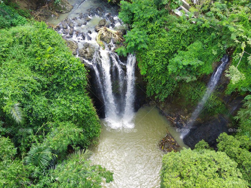 Hidden waterfalls shot from above using drone
