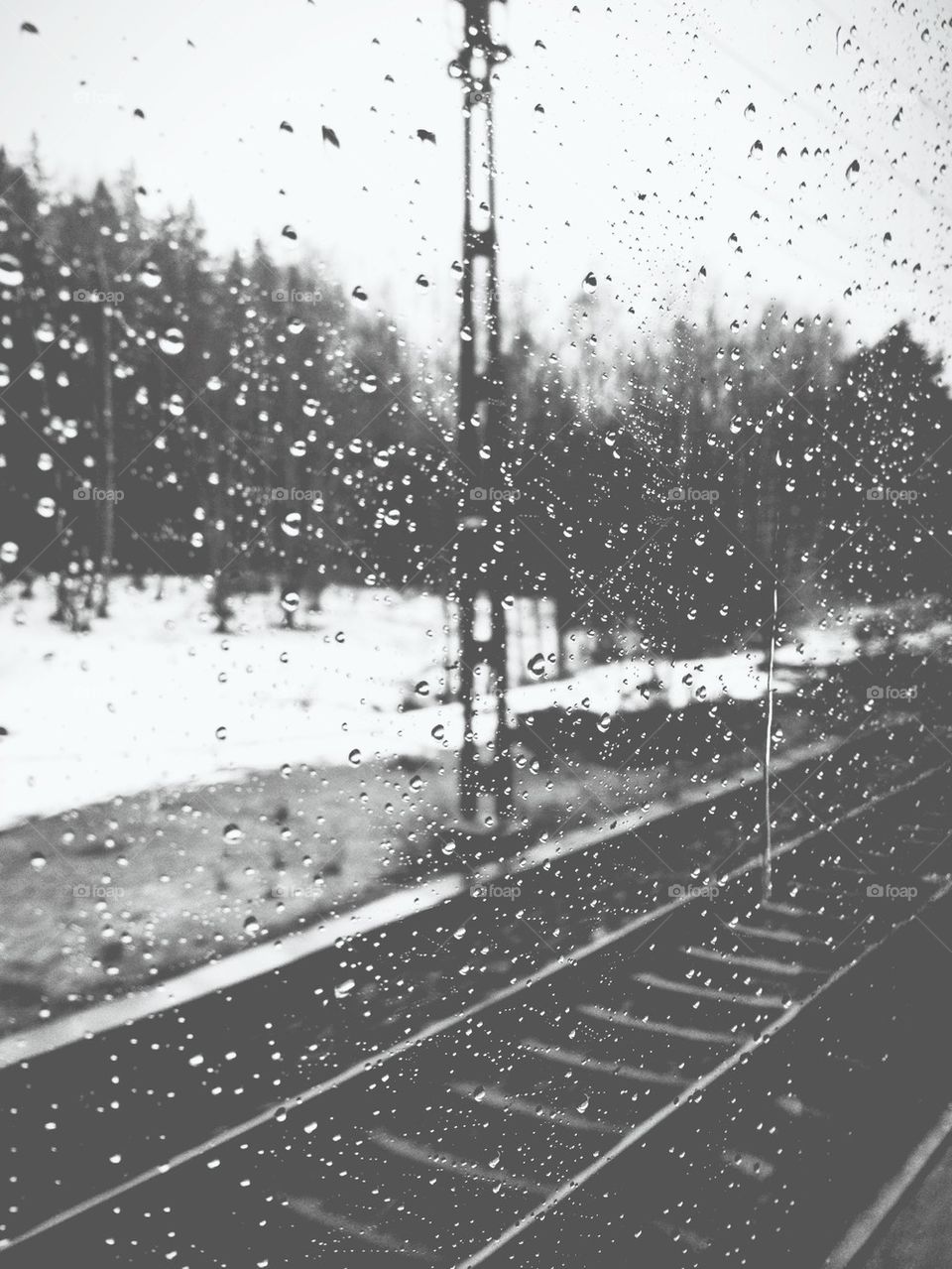 Rain on train. Sweden.