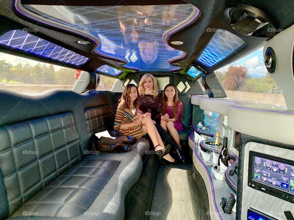 My girls and I, in our limo before the Hamilton show in San Francisco, Ca.