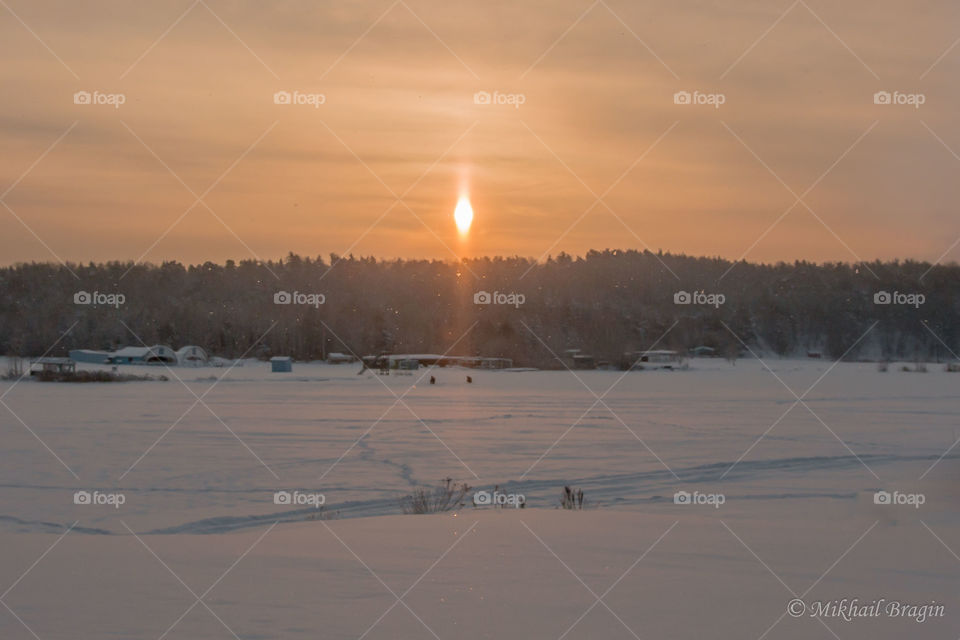 Sunset on winter 