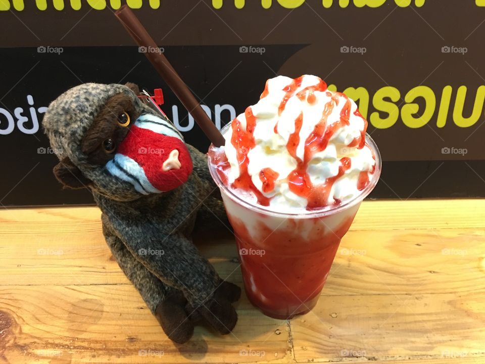 Monkey doll with milk smoothie 